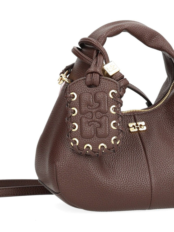 Ganni Mini Shoulder Bag With Grained Finish Handbags - Marrone | a57f8579d55aa7ec0c8b0a5d4efadab39e2f62ee
