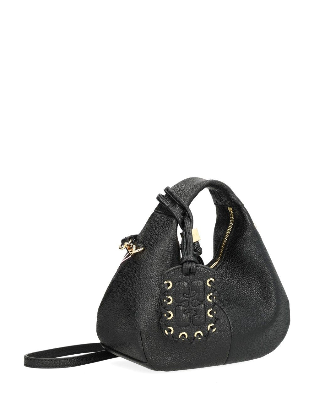 Ganni Mini Shoulder Bag With Grained Finish Handbags - Nero | bd793811059b3dfb04793b0ae169369ff657fb5e