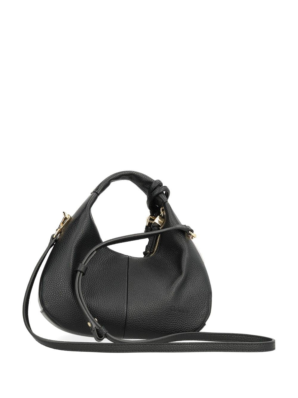 Ganni Mini Shoulder Bag With Grained Finish Handbags - Nero | addcebc45050b46fb84d4977575199f674adfad2