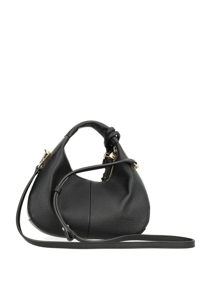 Ganni Mini Shoulder Bag With Grained Finish Handbags - Nero | addcebc45050b46fb84d4977575199f674adfad2
