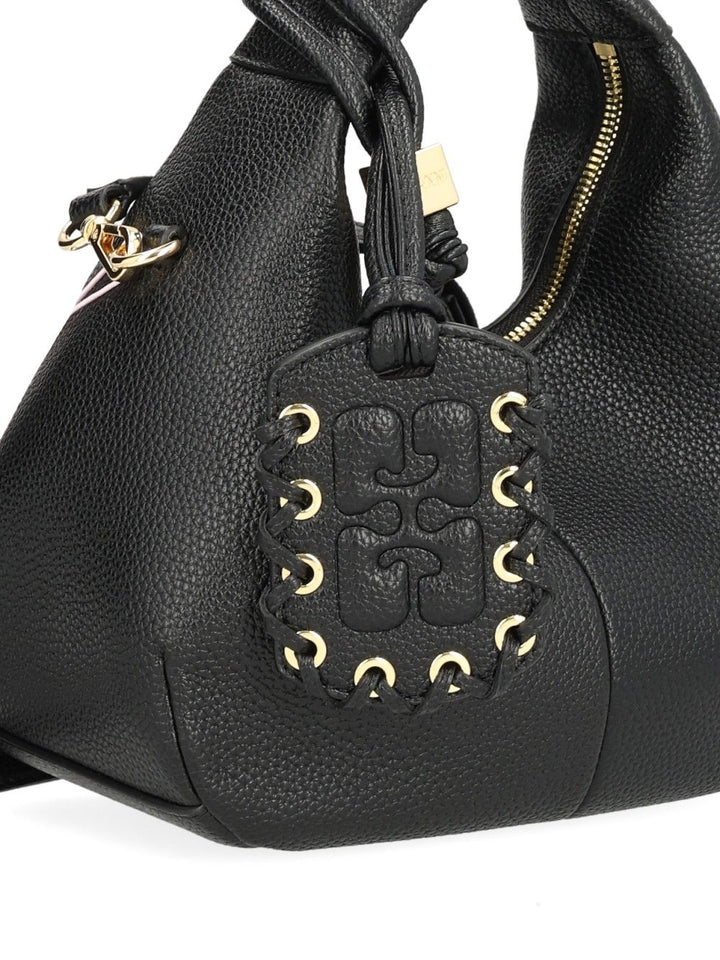 Ganni Mini Shoulder Bag With Grained Finish Handbags - Nero | 3475280e5e9a444d596c49810573089ed3ad402e