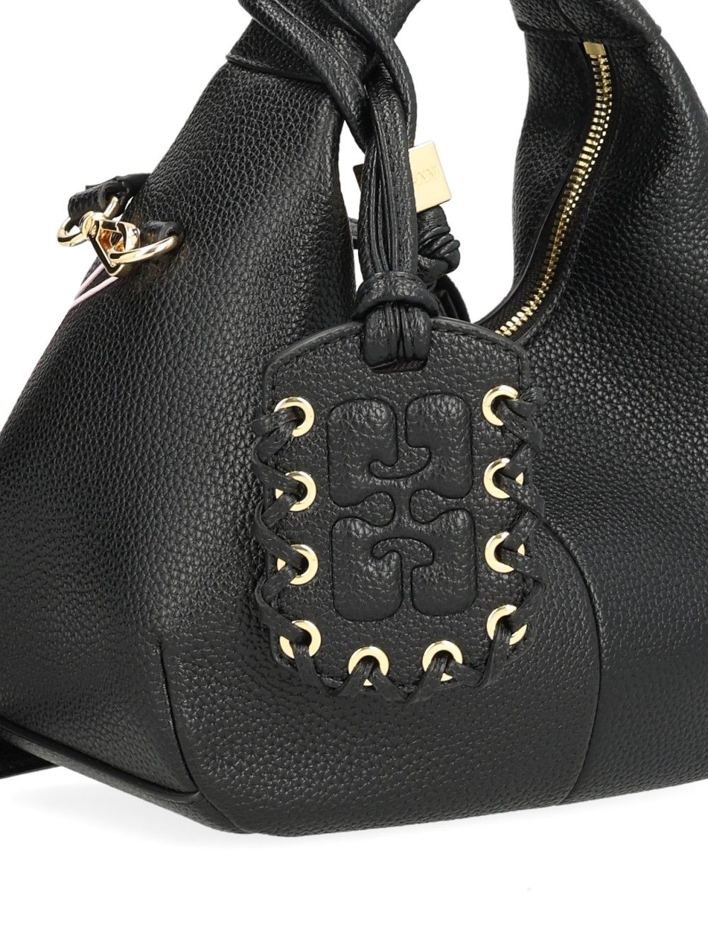 Ganni Mini Shoulder Bag With Grained Finish Handbags - Nero | 3475280e5e9a444d596c49810573089ed3ad402e