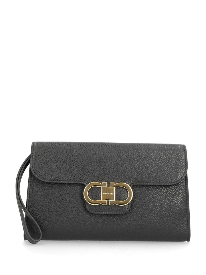 Ferragamo Double Gancio Grainy Bicolor Small leather goods - Nero | 0e501d6c98eba70a2bb1fff7e051412d57faa1a4