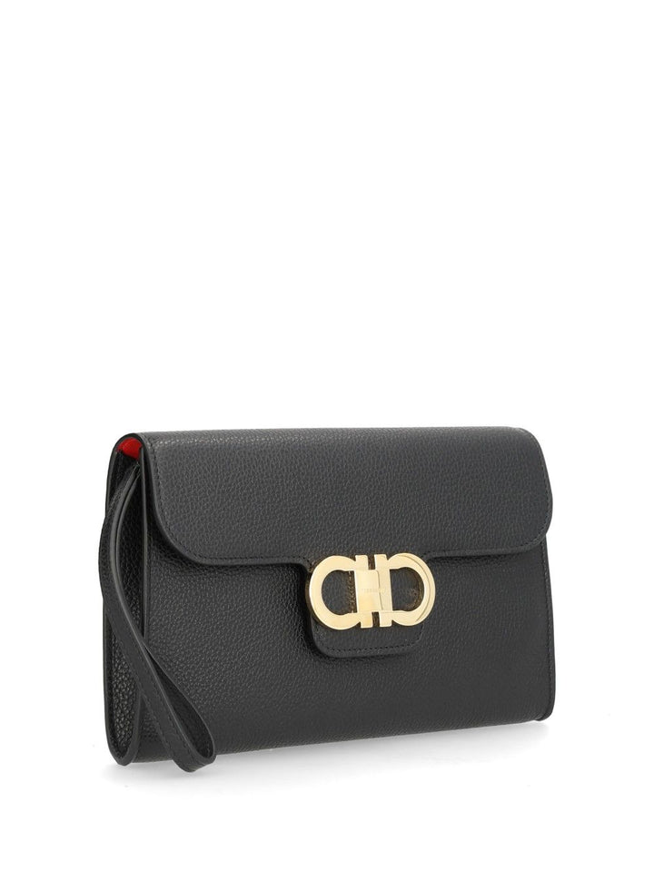 Ferragamo Double Gancio Grainy Bicolor Small leather goods - Nero | 170d28ff843de0bfd4d274f470f2d962d2661474