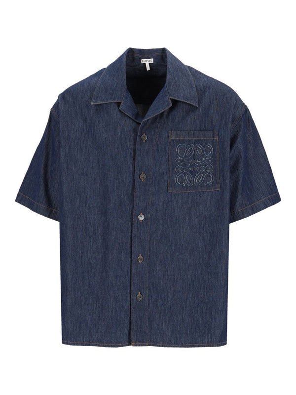 Short-Sleeved Shirt In Cotton Shirts Blu