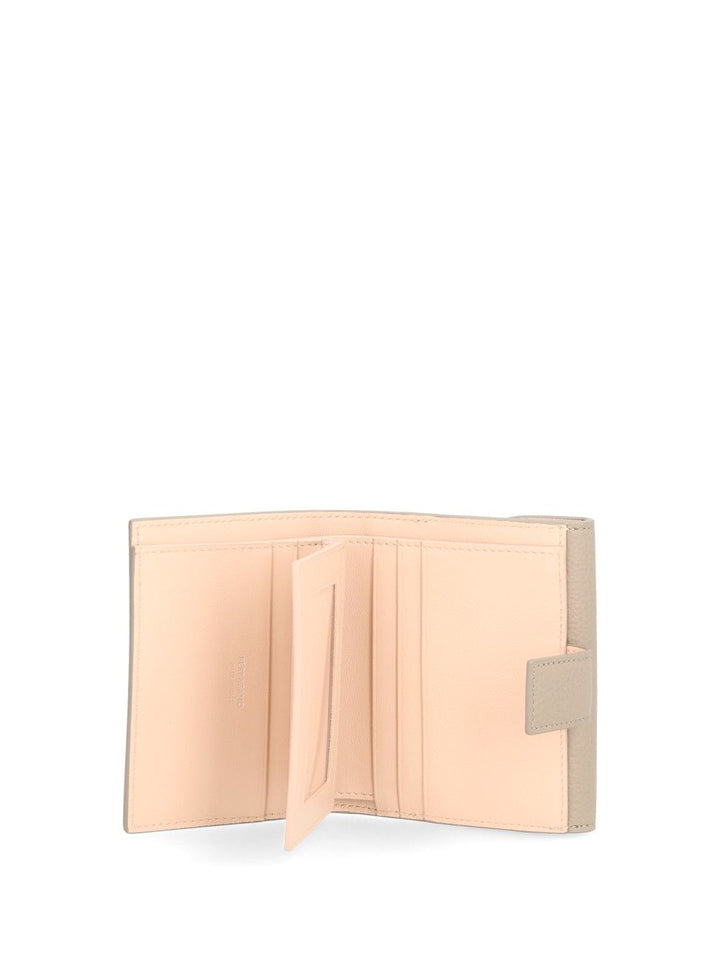 Ferragamo Double Gancio Grainy Bicolor Wallets - Beige | d4acbd078d2a34514a41d806f4ccf9e9582e76ba