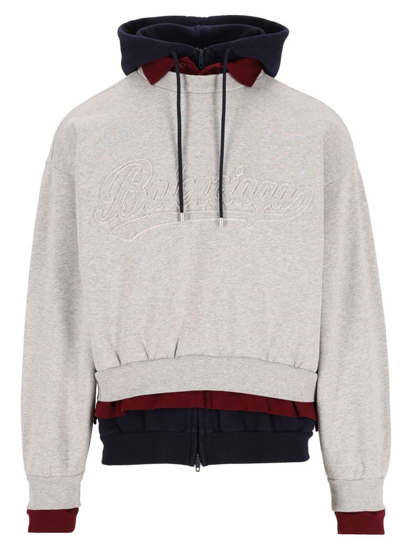 Layered Hoodie Sweatshirts Grey