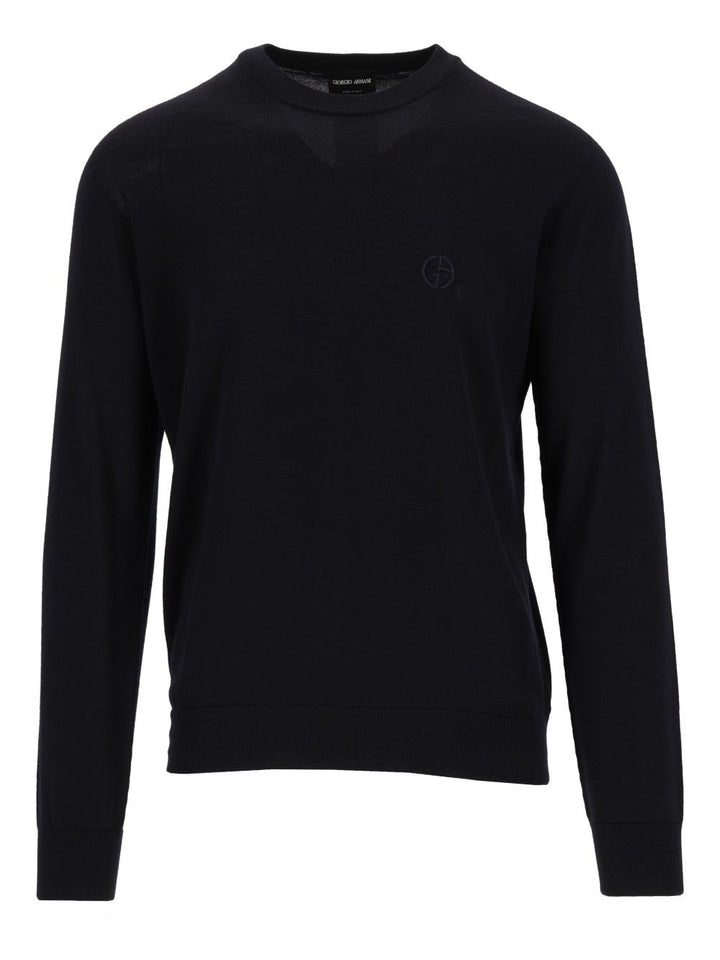 Giorgio Armani Crew Neck Wool Sweater Knitwear - Blu | 162ad88be255258c25dff31410888f8274a42a6c