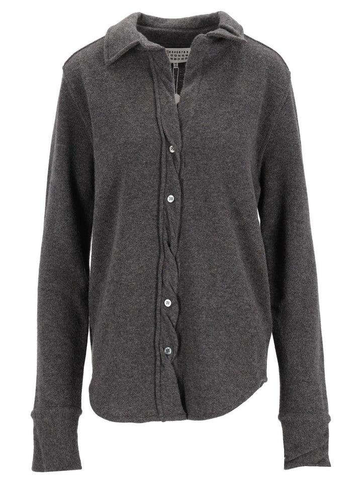 Maison Margiela Twist Lambswool Polo Knitwear - Grey | 90bb16146fa38fbab38217ae59e587511e568b19