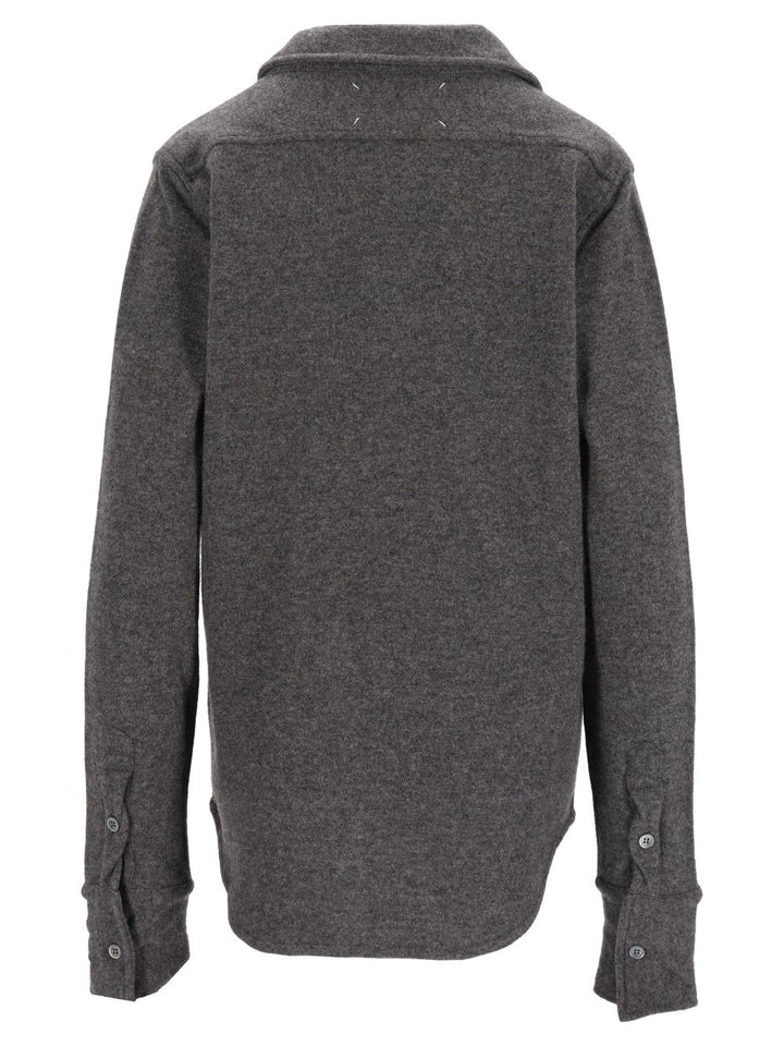 Maison Margiela Twist Lambswool Polo Knitwear - Grey | 19635ac4329f00f185be807bbe125772672da36f