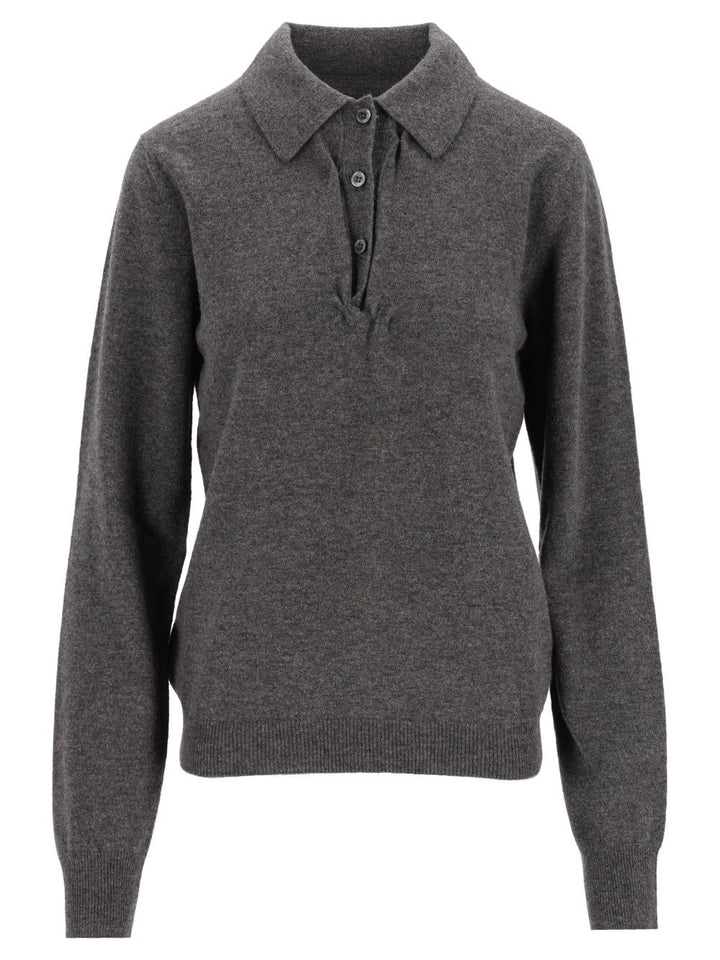 Maison Margiela Twist Lambswool Polo Knitwear - Grey | 5b3d08ae2e867af2b8df87228392b53628fb31aa