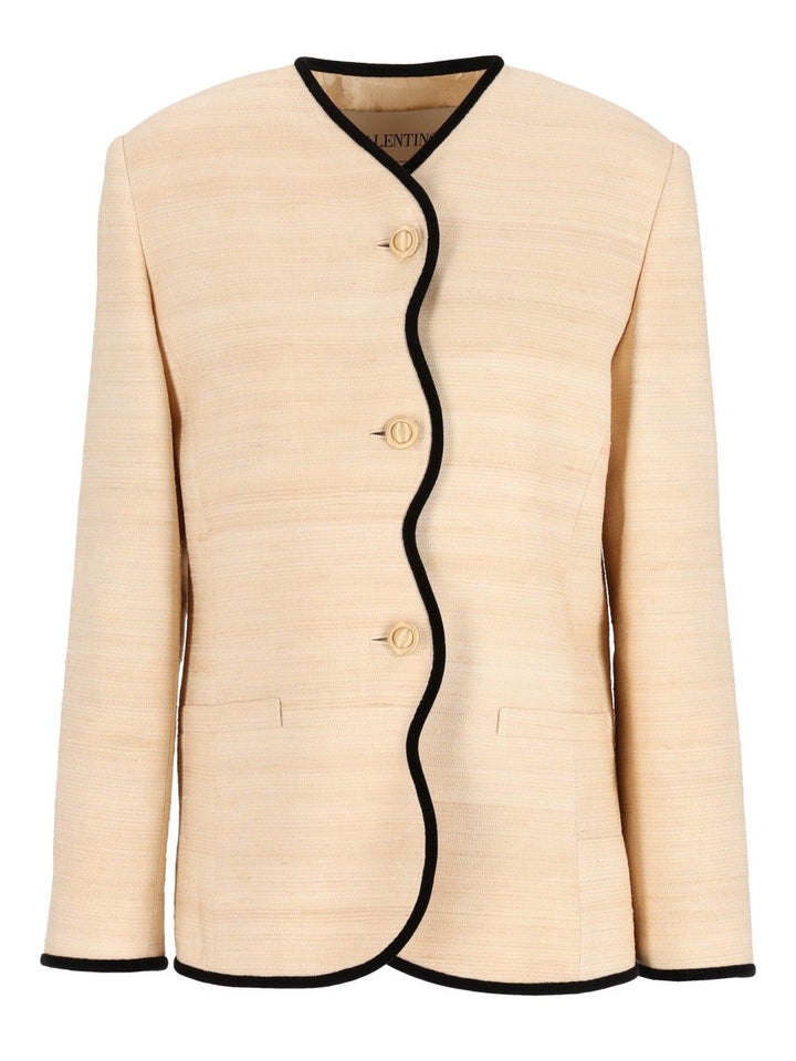 Valentino Garavani Silk And Linen Blazer Giacche - Bianco | 6573adbdf9a9d02f88b00aac931a51e1193c3fb3