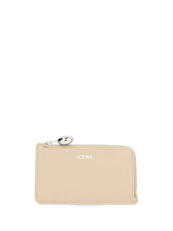Pebble Square Card Holder Wallets Beige
