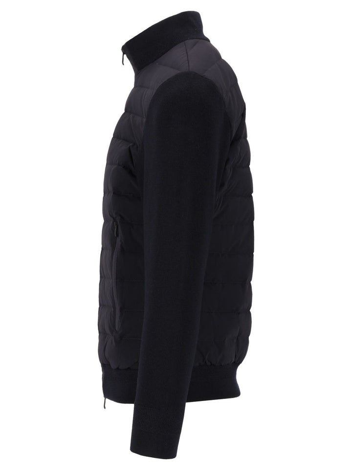 Emporio Armani Down Jacket With Knitted Sleeves Coats - Blu | dea8e7eeb13a814e445d4db604c0843fb762e6eb