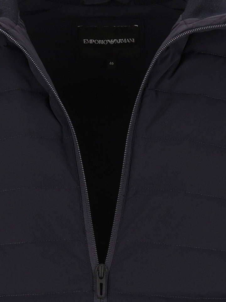 Emporio Armani Down Jacket With Knitted Sleeves Coats - Blu | 7e97c6eb14c3d4e303c11f857bdd3f62c73c2761