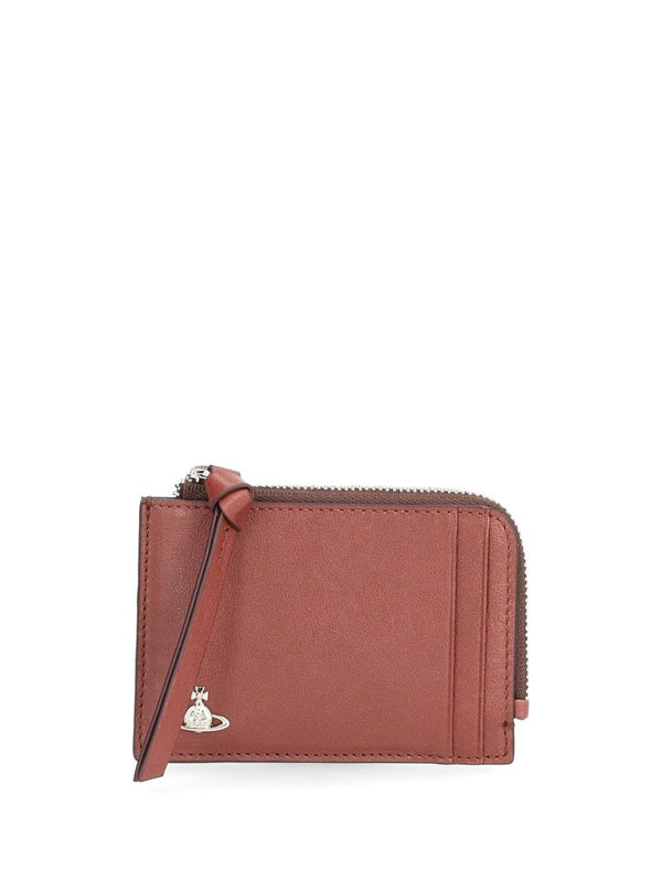 Zip Card Holder Small Leather Goods Marrone