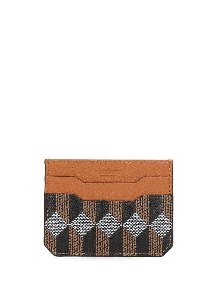 Au Depart Printed Leather Card Holder Wallets - Marrone | 711e3b526ec91effb6163a83676c9c5da76e9903