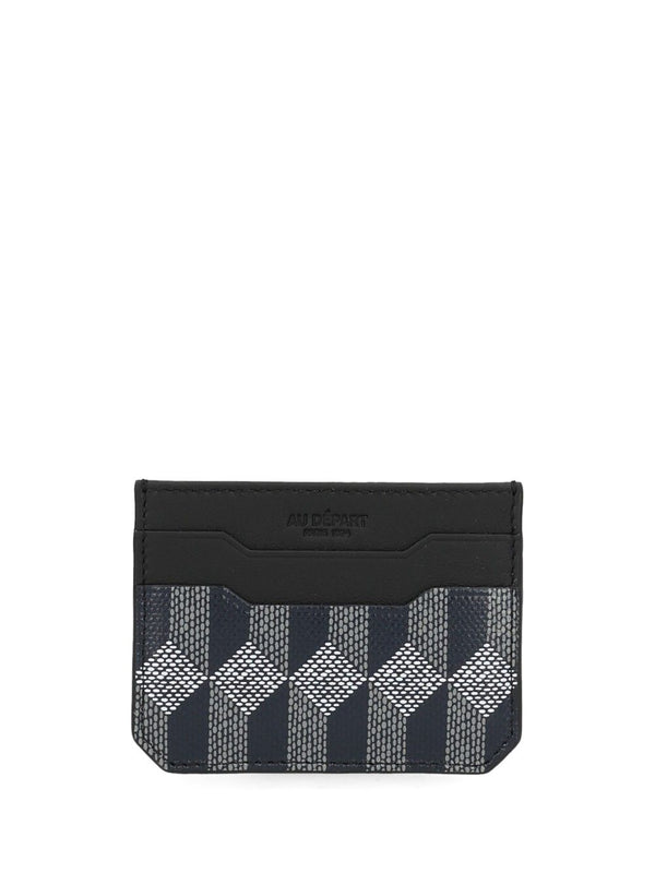 Kartenetui aus bedrucktem Leder, blau