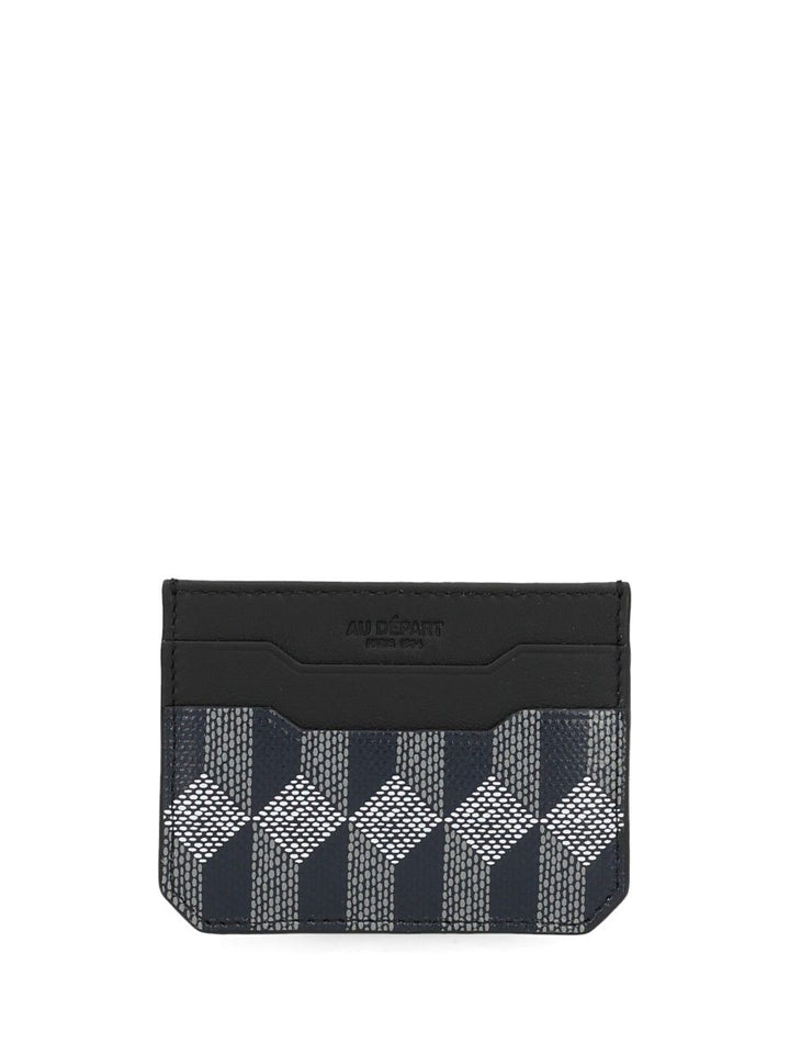 Au Depart Printed Leather Card Holder Wallets - Blu | 588e76ea3b2784c0056ec557796fca49704ba6d6