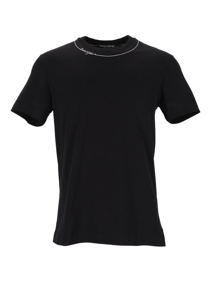 Dolce & Gabbana Cotton  With Embroidery T-Shirt - Nero | f668ca3ac822113601759f12cf59340aec4fb9fa