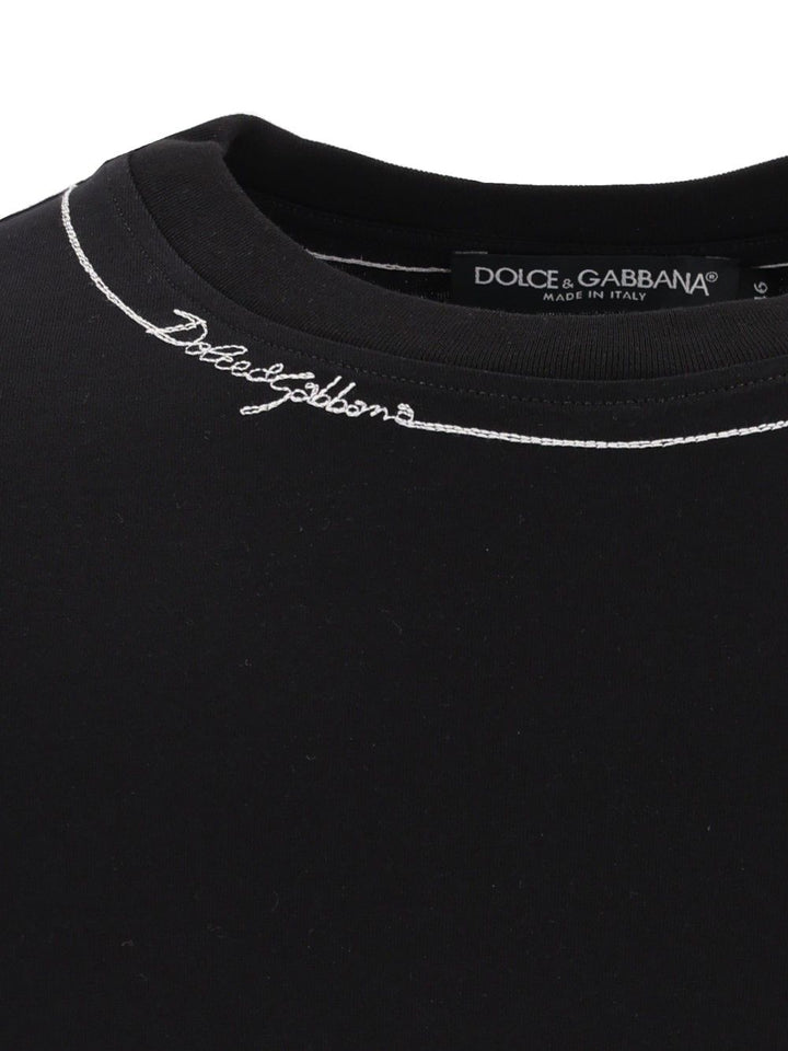 Dolce & Gabbana Cotton  With Embroidery T-Shirt - Nero | bb07a3db1ebea896fe919a63c5b28a65a27b586f