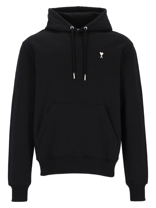 Quota -Contrasted Ami De Coeur Hoodie Light Fleece Sweatshirts Nero
