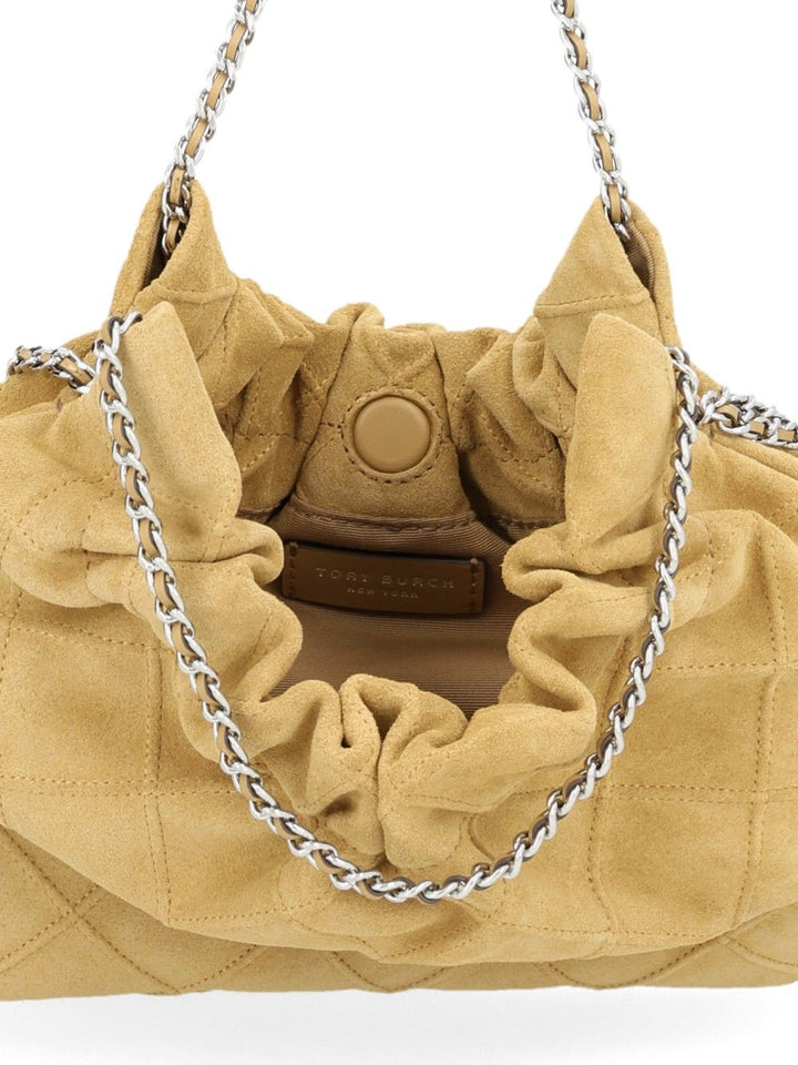 Tory Burch Fleming Mini Hobo Bag In Suede Shoulder Bags - Marrone | 3da027b65a67b6a8563cd211d45424cabb16bfdd