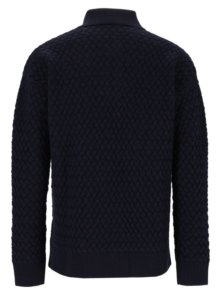 Bottega Veneta Woven Wool Polo Shirt Knitwear - Blu | 536c9c122c5bc27b457c72485e8f3552469a187c