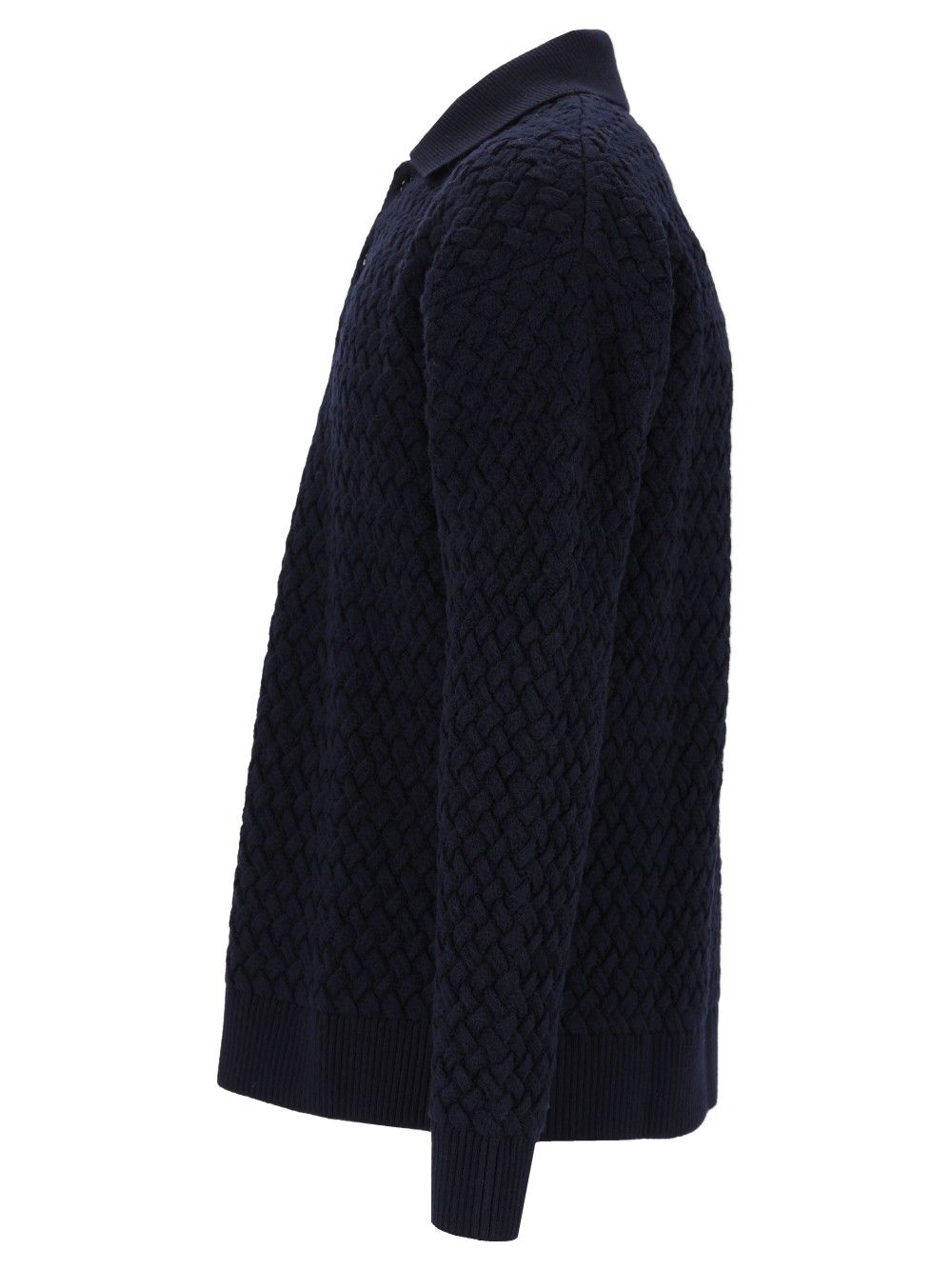 Bottega Veneta Woven Wool Polo Shirt Knitwear - Blu | a4be414a9e13ae9d65e92aa5650909627eee76eb