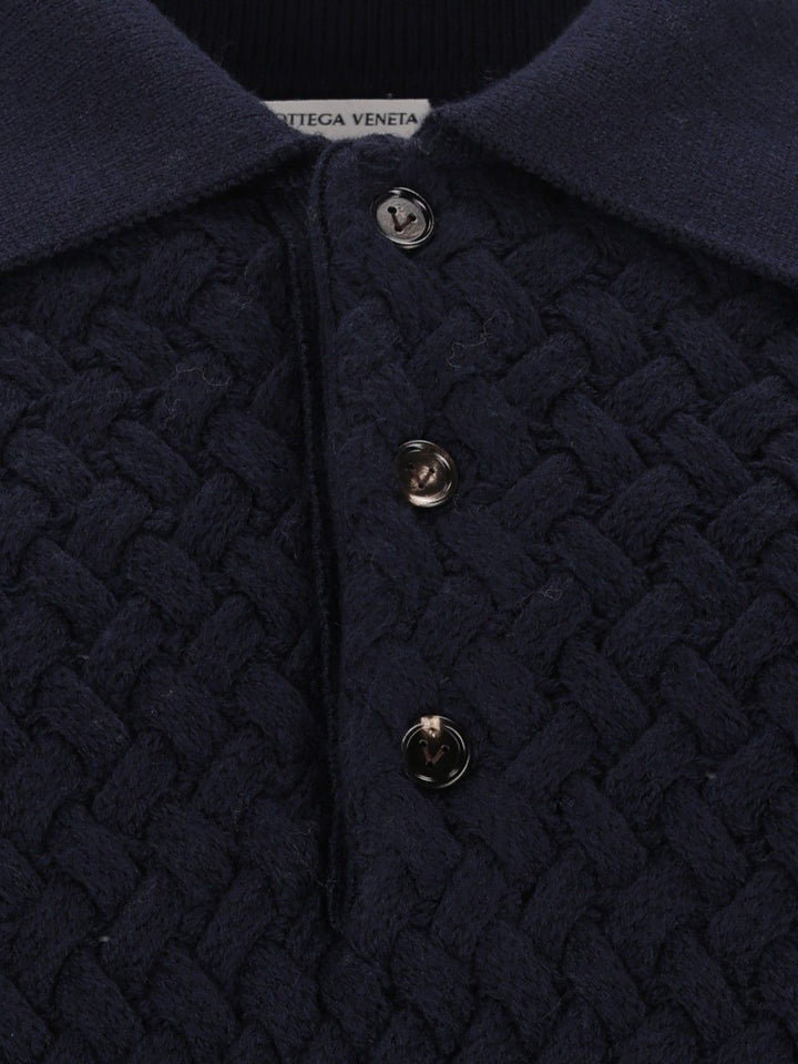 Bottega Veneta Woven Wool Polo Shirt Knitwear - Blu | 0ac77d815eba521218492130e7445a6a53fca288