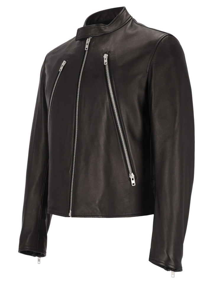 Maison Margiela 5-Zip Leather Jacket Giacche - Nero | f77f7ea17234196be4b6d2dd54b12c484bf560a9