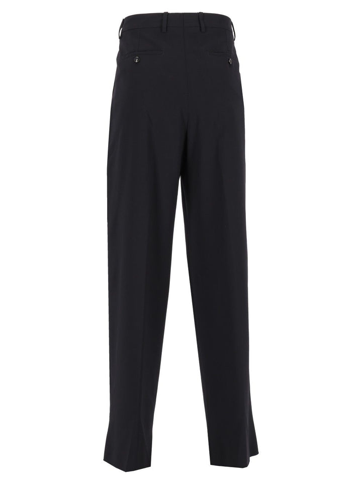 Giorgio Armani Oversized  In Virgin Wool Crepe Trousers - Blu | c640dbb62b72ac7572a85b68702a4ad841738f33