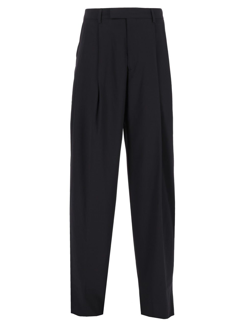 Giorgio Armani Oversized  In Virgin Wool Crepe Trousers - Blu | 26fd0caf3a312206aaa30d2e05cae8eff9e053c8