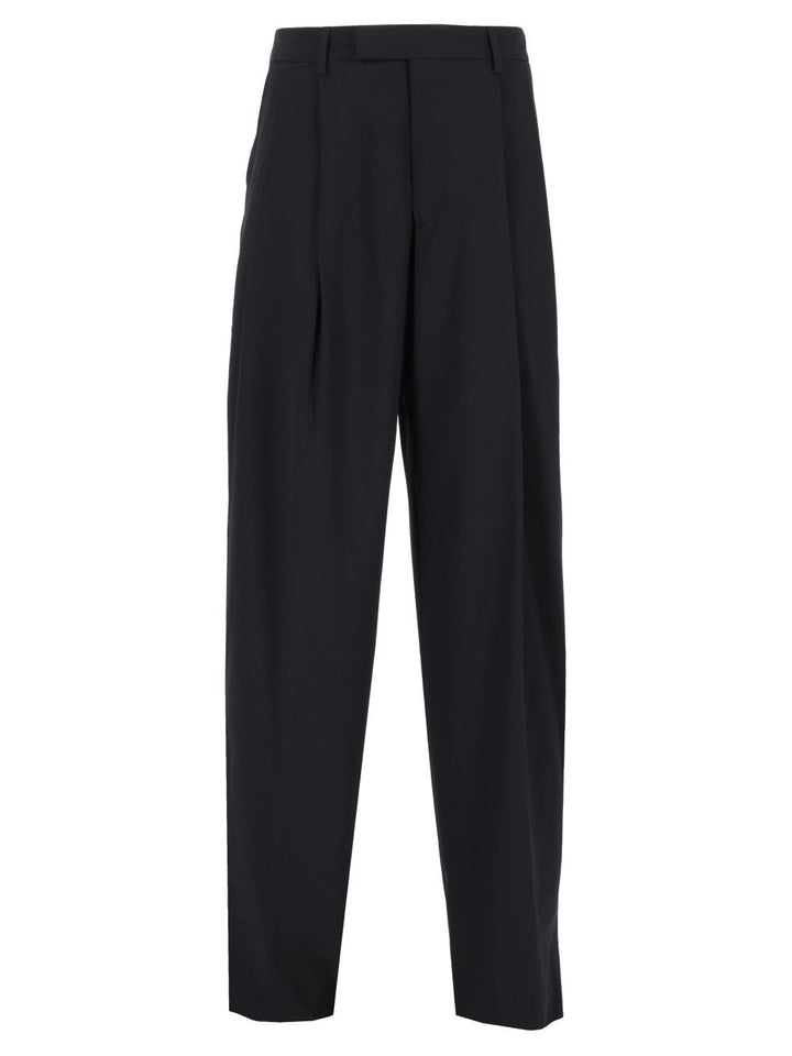 Giorgio Armani Oversized  In Virgin Wool Crepe Trousers - Blu | 26fd0caf3a312206aaa30d2e05cae8eff9e053c8