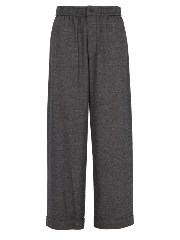 Oversize Hose aus Schurwolle-Kaschmir-Denim in Grau