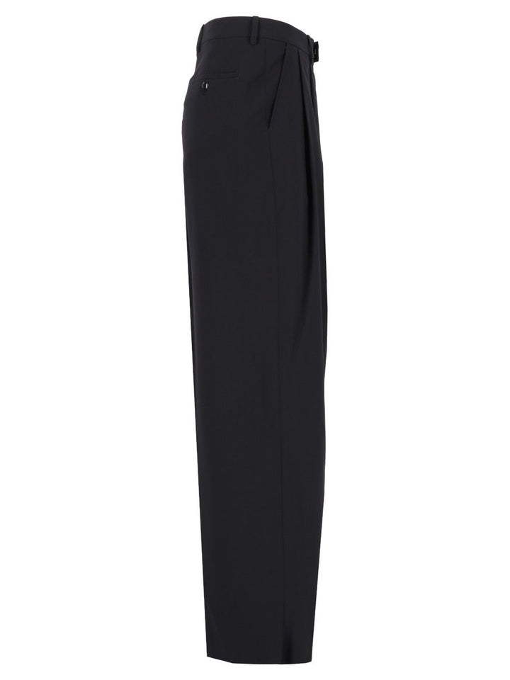 Giorgio Armani Oversized  In Virgin Wool Crepe Trousers - Blu | 69d352def94623d7a607115ff6a937466e9134c9