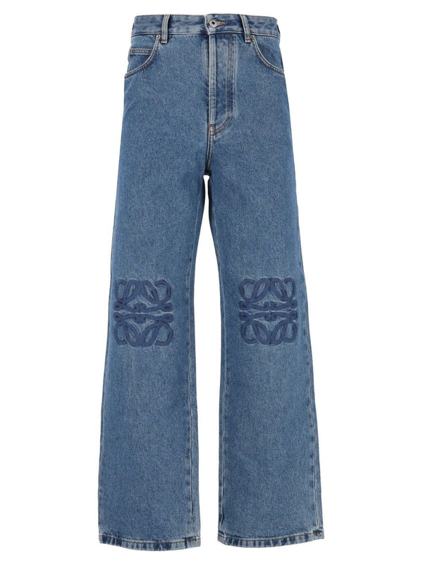Anagram Baggy Denim Jeans Blu