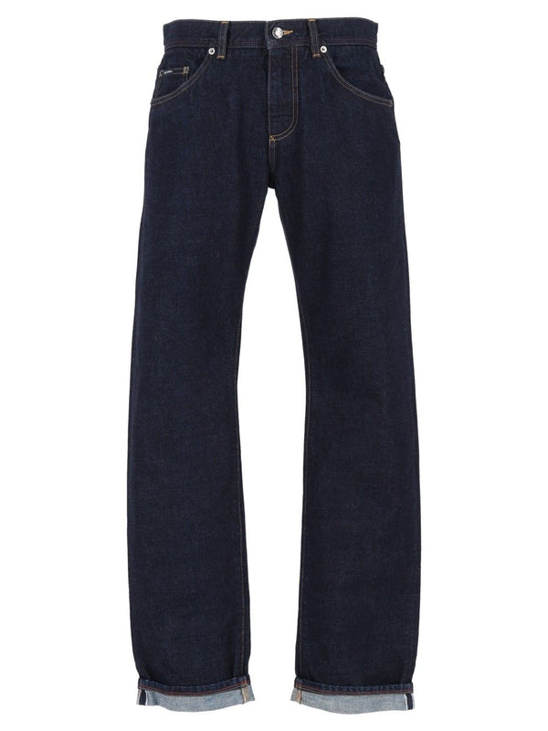 Jeans With Embroidery Trousers Blu