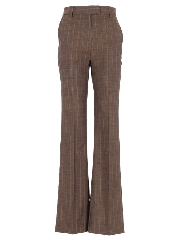 Brown Pinstriped Wool Trousers Brown