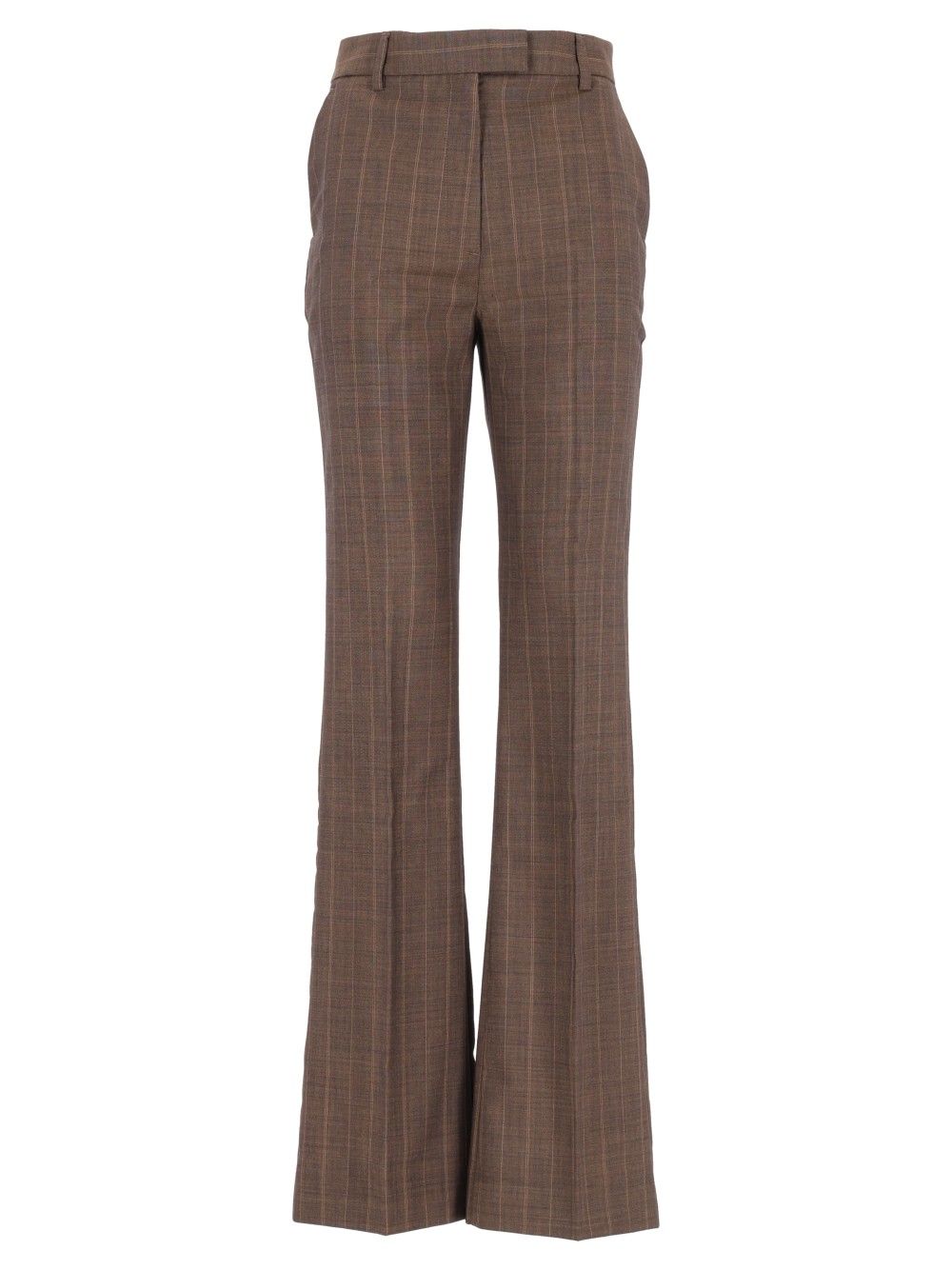 Ganni Brown Pinstriped Wool Trousers - Marrone | d91b9421deceebae72db45b08e961e19c3ec8763