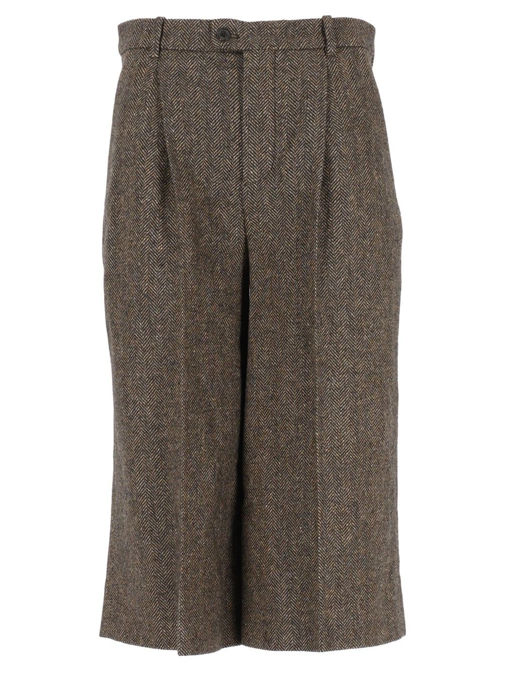 Saint Laurent Pantalon Lainage Chevron Trousers - Marrone | 06e74939093a114c66eb6bb9070a805ed92de9f4