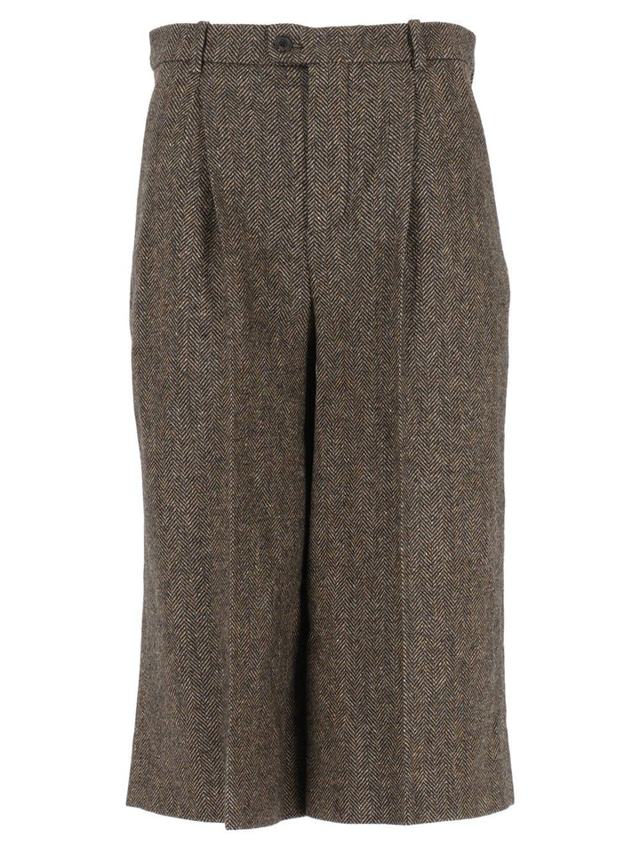 Saint Laurent Pantalon Lainage Chevron Trousers - Marrone | 06e74939093a114c66eb6bb9070a805ed92de9f4