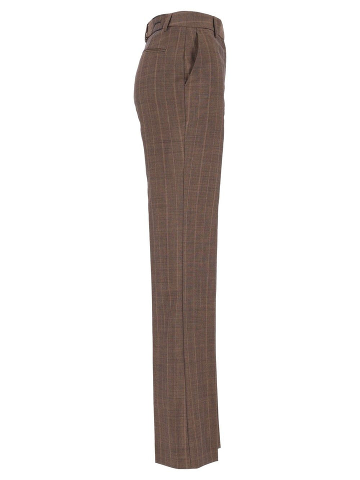 Ganni Brown Pinstriped Wool Trousers - Marrone | ce2be24a5ec5abd80c0d6523245cfd3cfdf11def