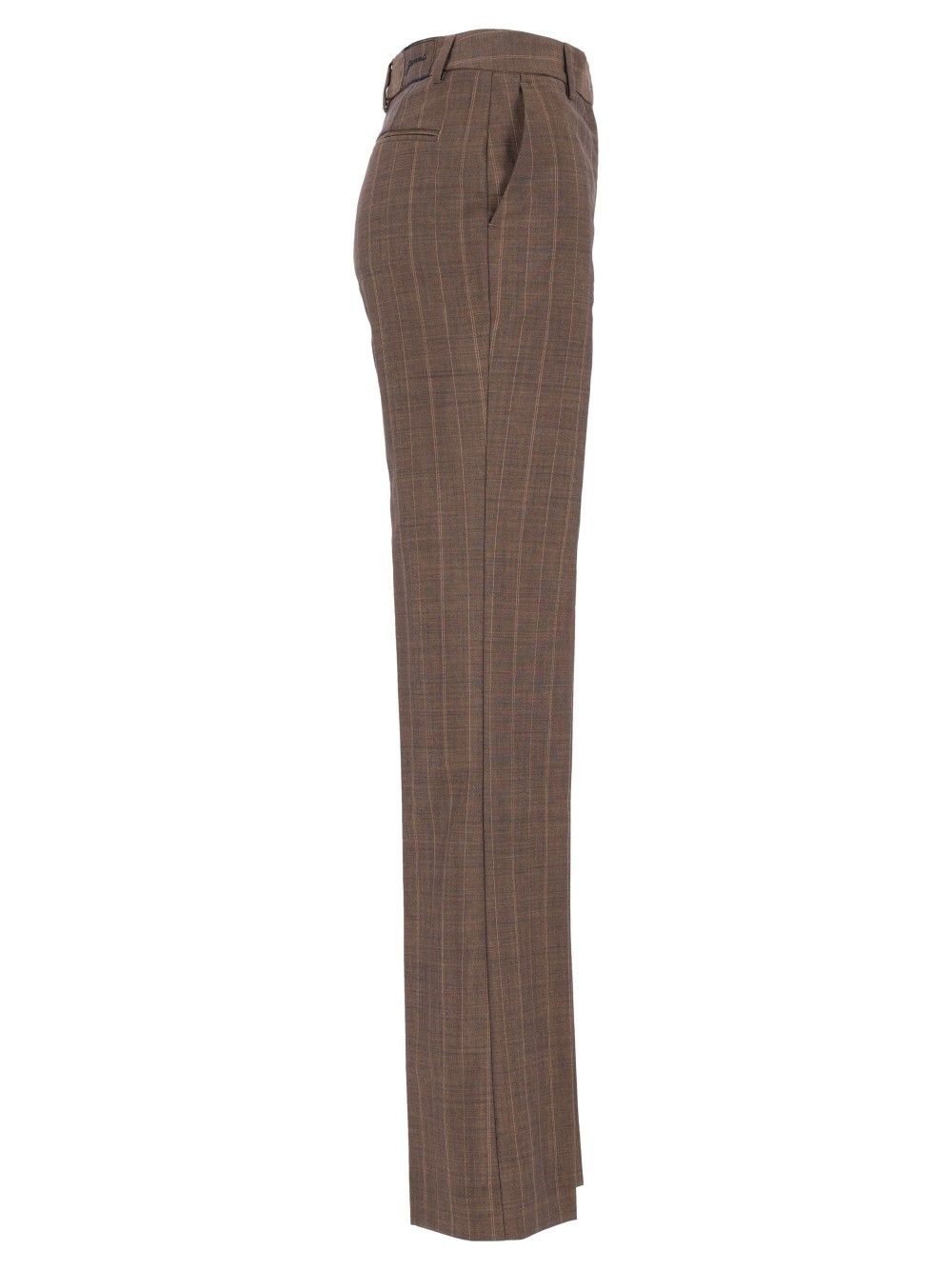 Ganni Brown Pinstriped Wool Trousers - Marrone | ce2be24a5ec5abd80c0d6523245cfd3cfdf11def