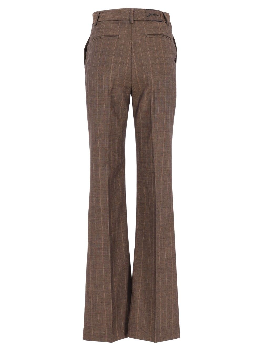 Ganni Brown Pinstriped Wool Trousers - Marrone | afde934d1e9224a3b4fab664f0ea7ac879935964