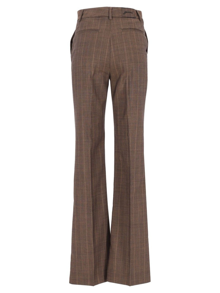 Ganni Brown Pinstriped Wool Trousers - Marrone | afde934d1e9224a3b4fab664f0ea7ac879935964