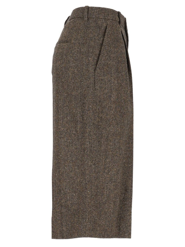 Saint Laurent Pantalon Lainage Chevron Trousers - Marrone | 03e600caa59c17bfea4c36d49bf75e3d825767a7