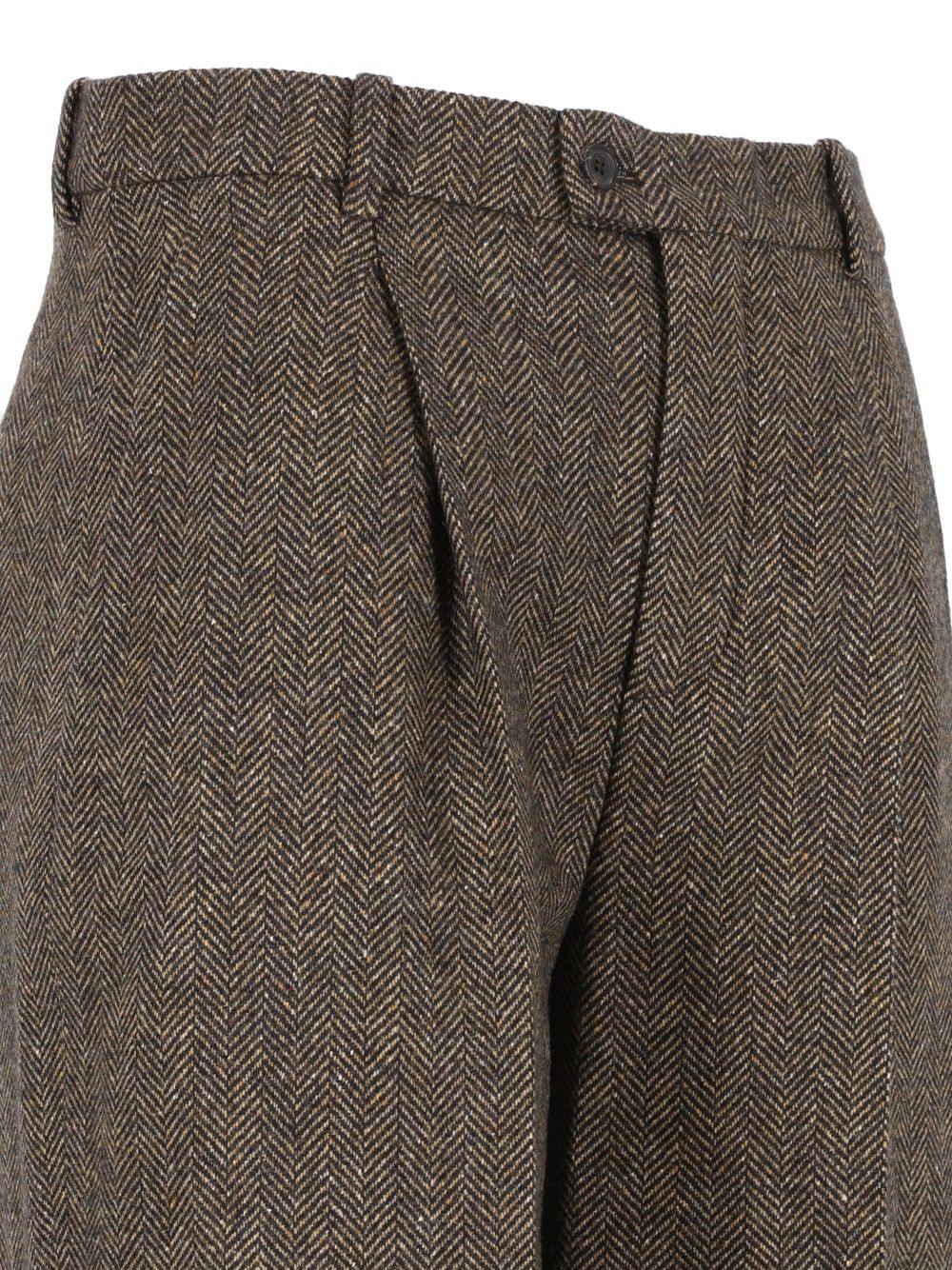 Saint Laurent Pantalon Lainage Chevron Trousers - Marrone | 01dc5f773cc1c56afc483eb1c7491bc4014fa82e