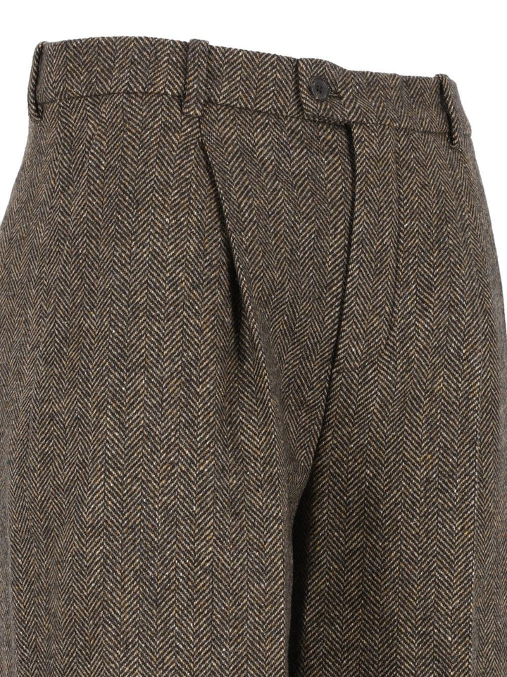 Saint Laurent Pantalon Lainage Chevron Trousers - Marrone | 01dc5f773cc1c56afc483eb1c7491bc4014fa82e