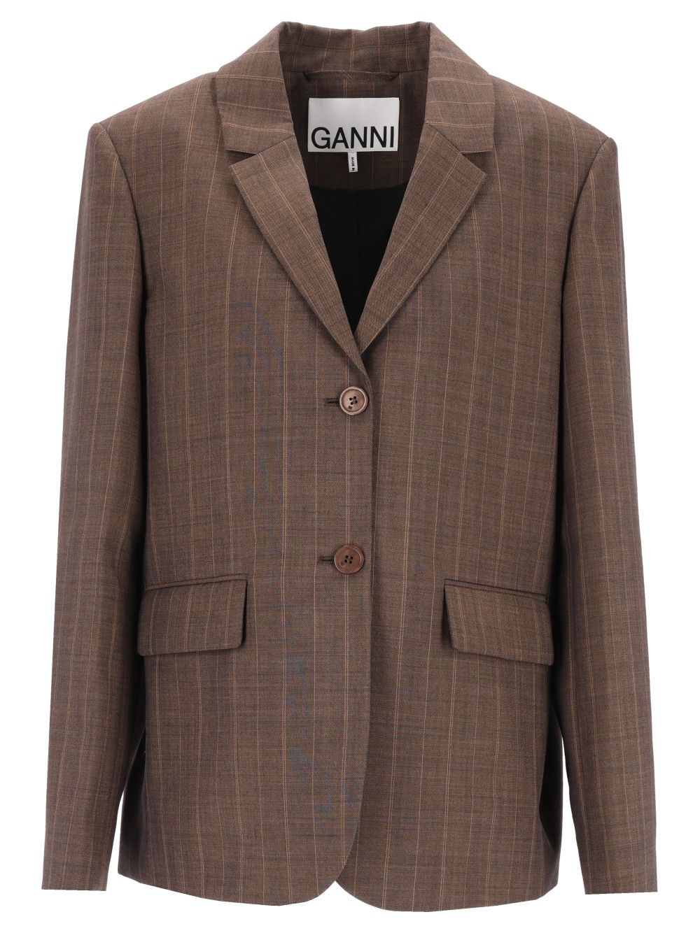 Ganni Brown Pinstriped Wool Blazer Giacche - Marrone | e9ef8172d7225f1d09e8d4b32c2eeae04c8ce451